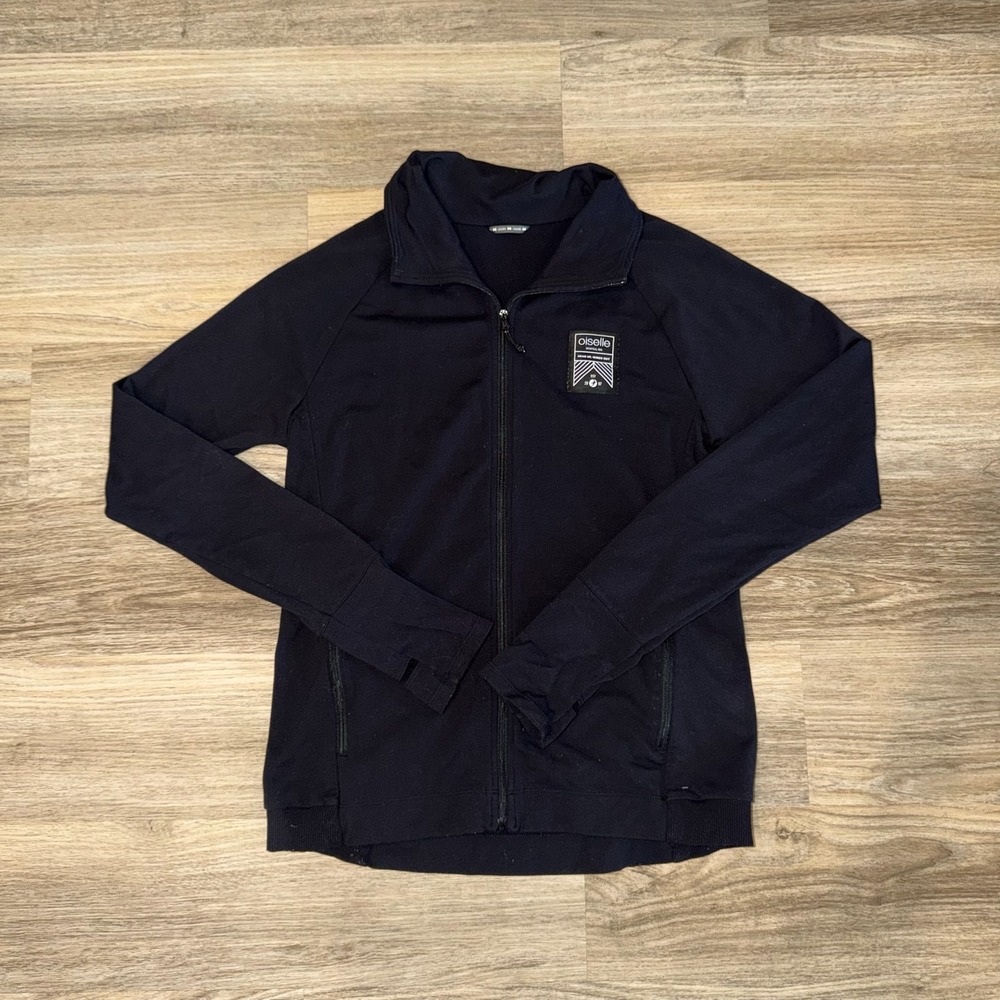 Oiselle Full Zip Athletic Jacket Black Lightweight Running Track Jacket Womens 6